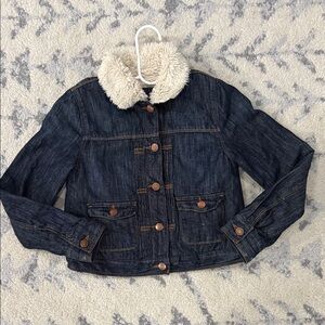 GAP Kids Dark Denim Jacket with Cream Faux Fur Lining